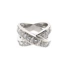 Image 3 of 18K White Gold Crossover Ring with Diamonds