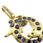 Image 3 of Solid gold zodiac sign pendant with sapphire, emerald and diamonds; Pisces