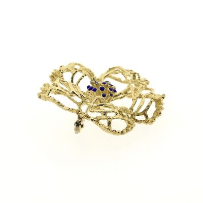 Image 2 of Gold brooch as a flower with enamel