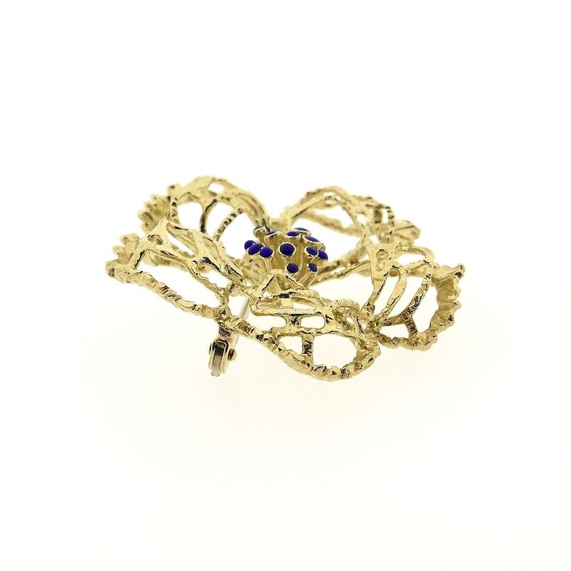 Image 2 of Gold brooch as a flower with enamel