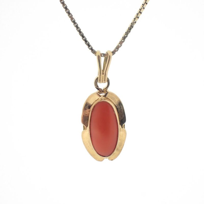 Image 3 of Gold pendant with red coral | Vintage