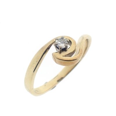 Image 1 of Gold solitaire ring with diamond; 0.07 ct.