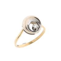 Two-tone gold solitaire ring with diamond; 0.06 ct.