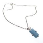 Image 4 of Silver jasseron link chain with turquoise pendant; 40-45 cm