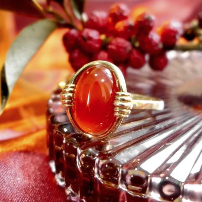 Image 2 of Gold ring with fire opal