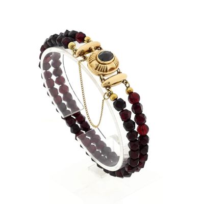 Image 1 of Antique Garnet Bead Bracelet with Gold Clasp