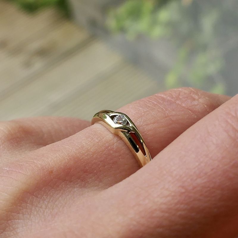 Image 8 of Gold solitaire ring with zirconia