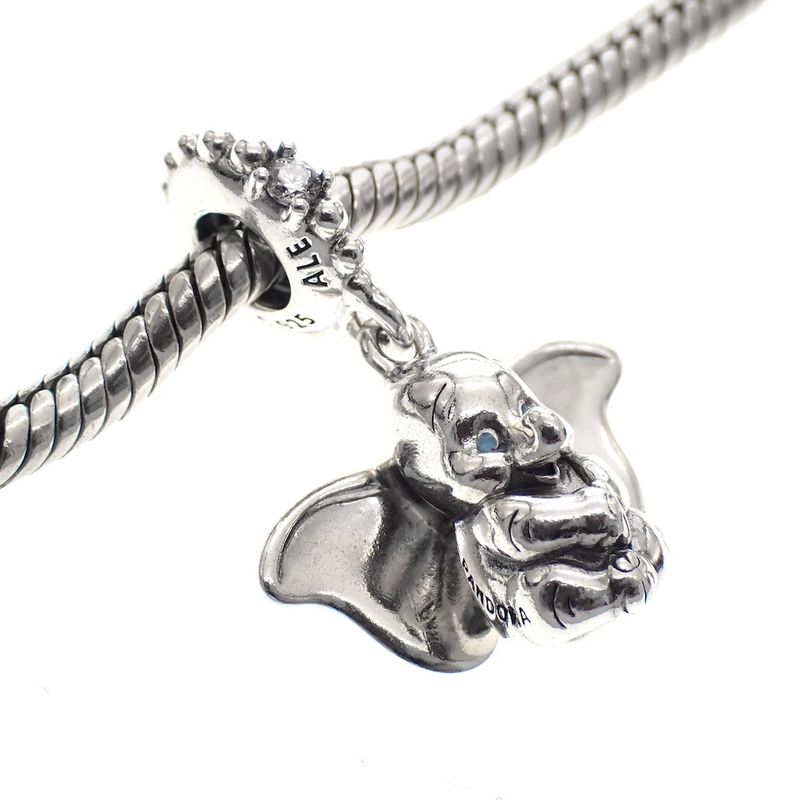 Image 3 of Pandora charm; Silver; Disney, Hanging Dumbo