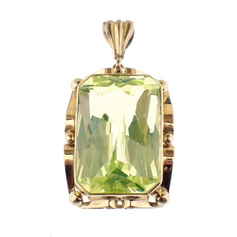 Image 1 of Gold pendant with synthetic gemstone