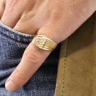 Image 10 of Gold men's signet ring with zirconia