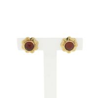 Gold stud earrings with carnelian | Vintage/antique
