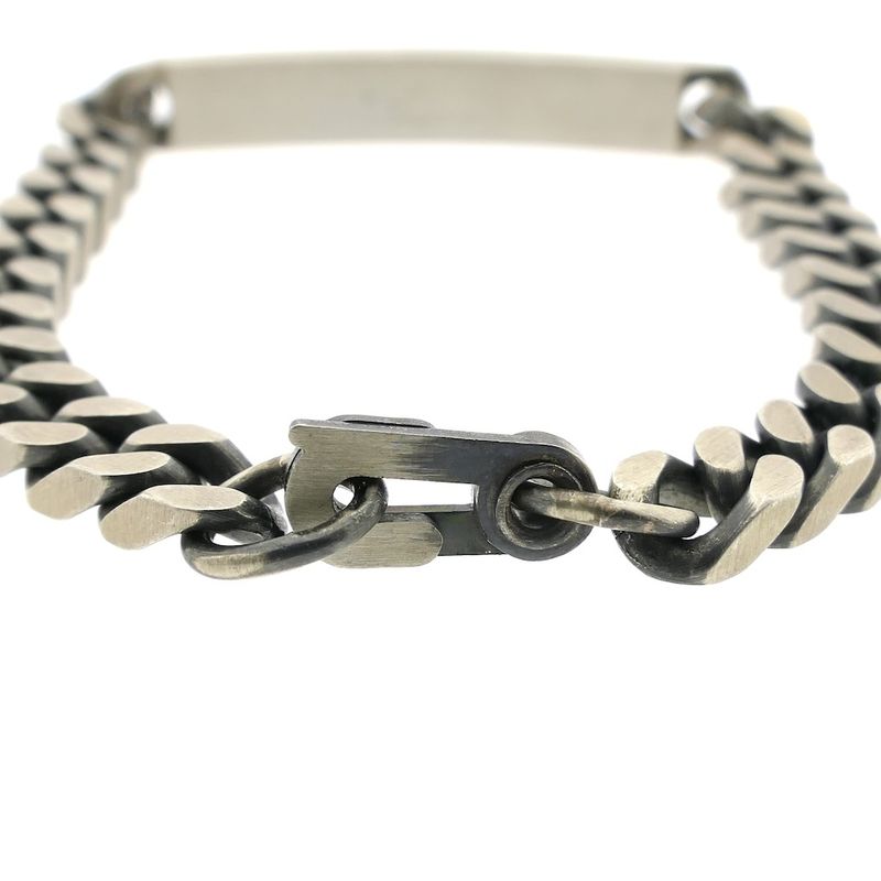 Image 3 of Silver robust gourmet link bracelet with engraving plate; Men
