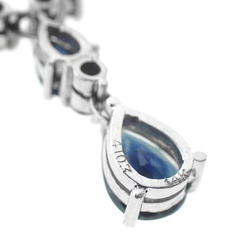 Image 8 of 18K white gold necklace with sapphire and diamond; 0.20 ct. | 44 cm