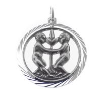 Silver zodiac sign pendant; Gemini