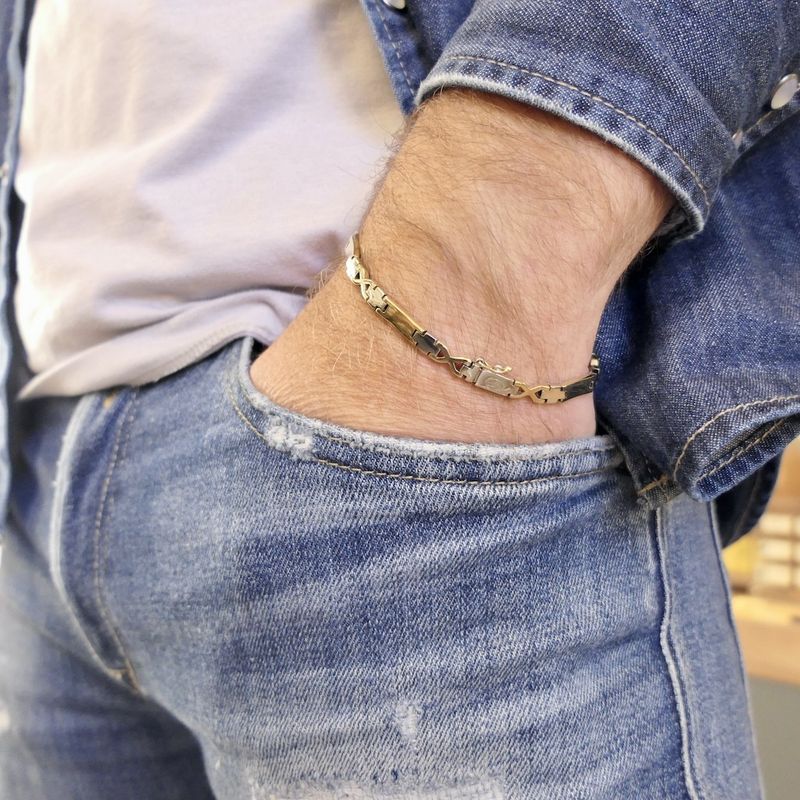 Image 9 of Two-tone fantasy link bracelet; Men | 20 cm