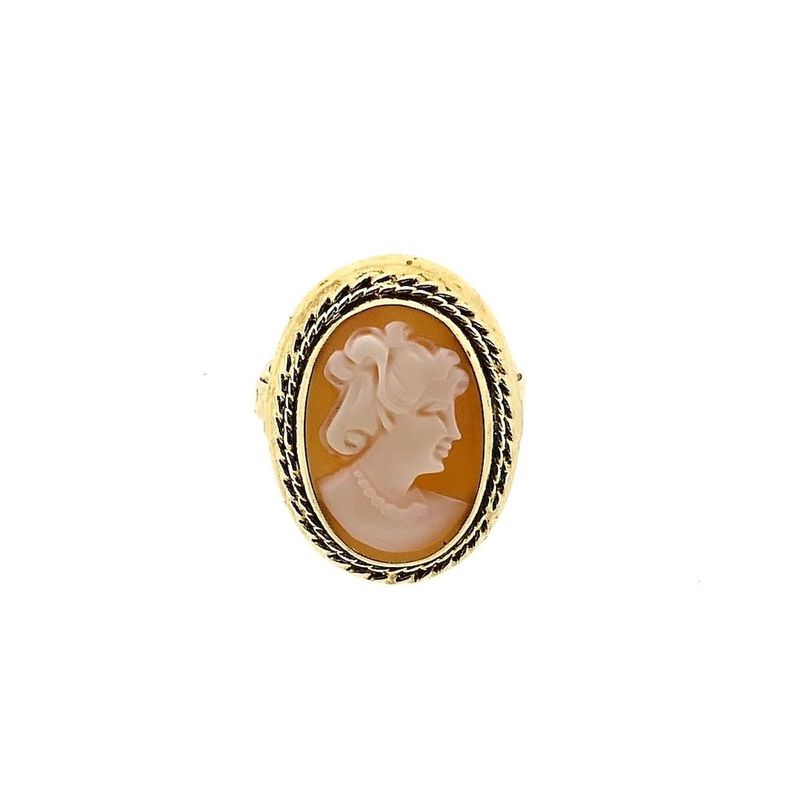 Afbeelding 3 van Gouden ring met uitgesneden portret van camee