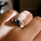 Image 11 of White gold ring with sapphire and diamond; 0.05 ct.