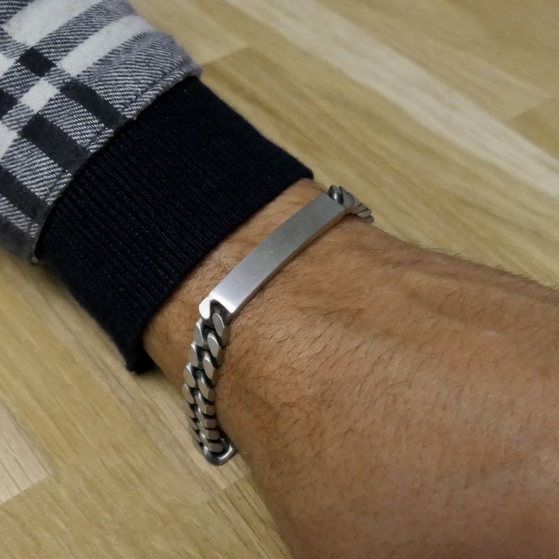 Image 11 of Silver robust gourmet link bracelet with engraving plate