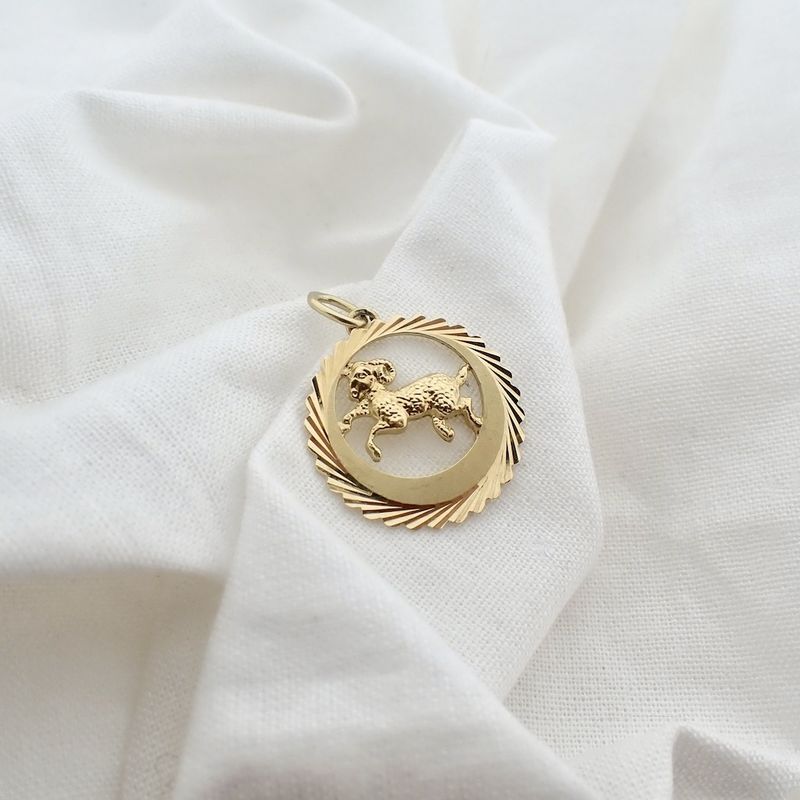 Image 5 of Gold zodiac sign pendant; Aries