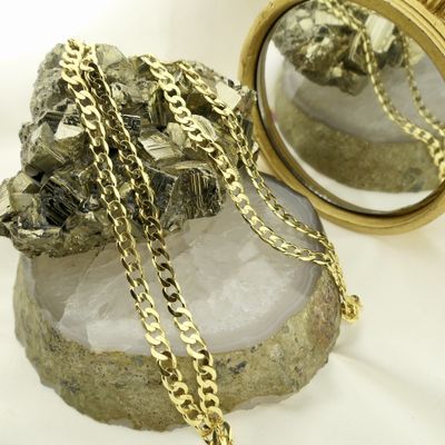 Image 2 of Gold flat gourmet link chain | 60.5 cm