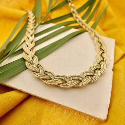 Image 2 of Golden Braided Fox Tail Link Necklace