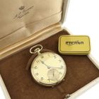 Image 2 of Eterna 14k gold pocket watch 1949; Royal Textile Factory C.T. Stork