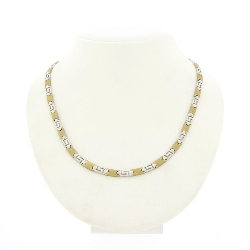 Image 1 of Two-tone gold necklace with a meandering pattern