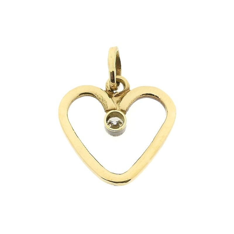 Image 3 of Gold heart pendant with diamond | 0.08 ct.