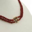 Image 3 of Blood coral bead necklace with gold clasp; Antique | 37 cm