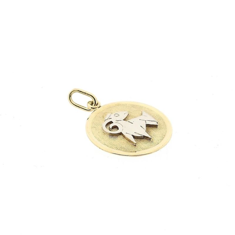 Image 3 of Bicolor Gold Zodiac Pendant; Aries