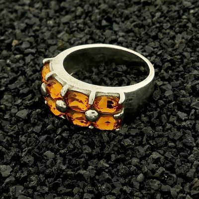Biba silver ring with orange zirconia stones. Image 2 of Biba silver ring with orange zirconia stones.