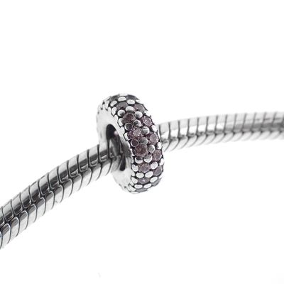 Image 2 of Pandora spacer; Silver; Pink Sparkle