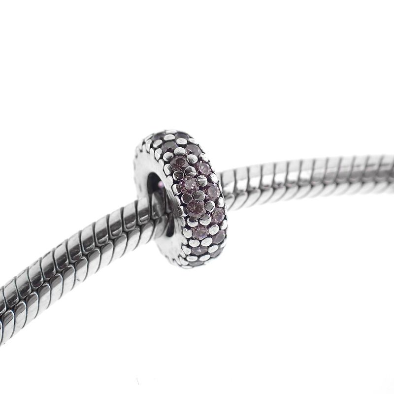 Image 2 of Pandora spacer; Silver; Pink Sparkle