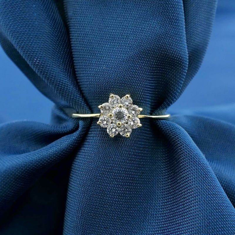 Image 2 of Gold subtle entourage ring with zirconia