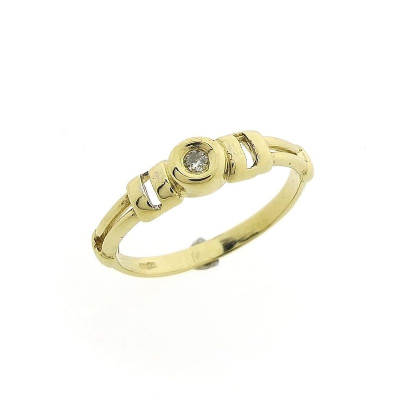 Image 1 of Gold solitaire ring with diamond; 0.025 ct.