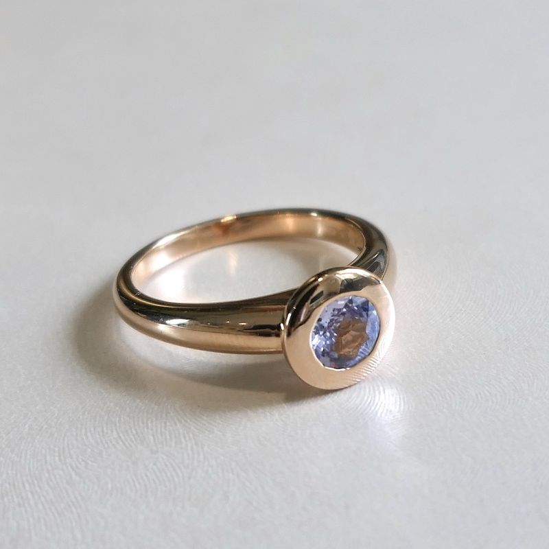 Image 8 of Rose gold 'Sushi' ring set with aquamarine | Bron Jewelry