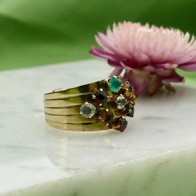 Image 2 of 18K Gold Harem Ring with Gemstones