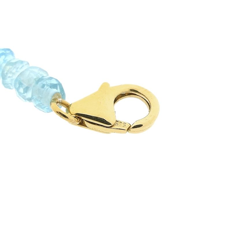 Image 5 of Light blue topaz bead necklace with gold clasp