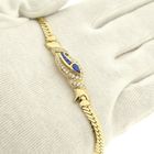 Image 10 of Gold flat gourmet link bracelet with synthetic sapphire and zirconia | 20.5 cm