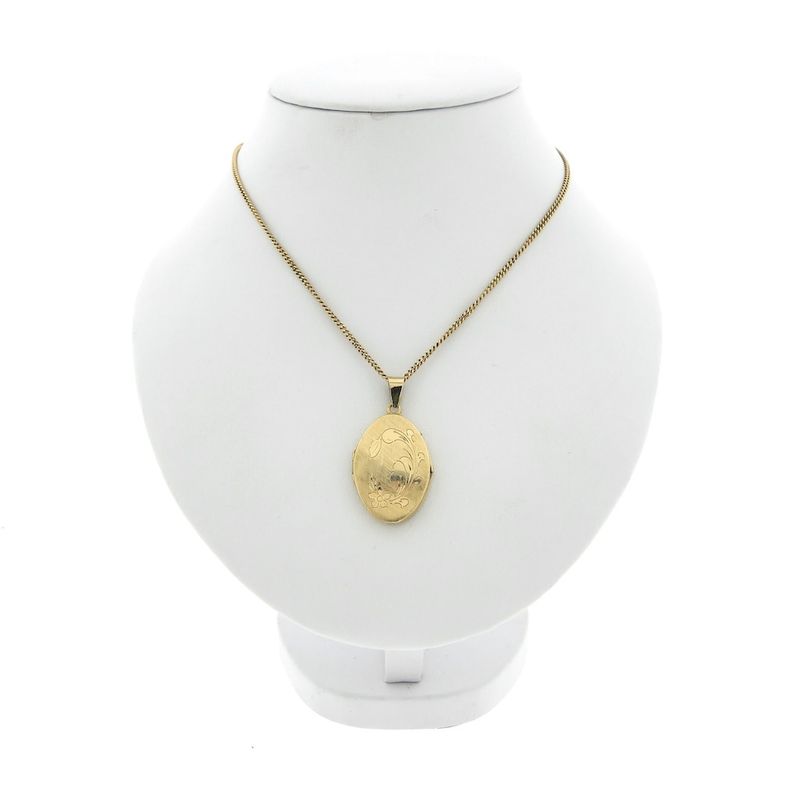 Image 6 of Vintage gold locket pendant; Floral design