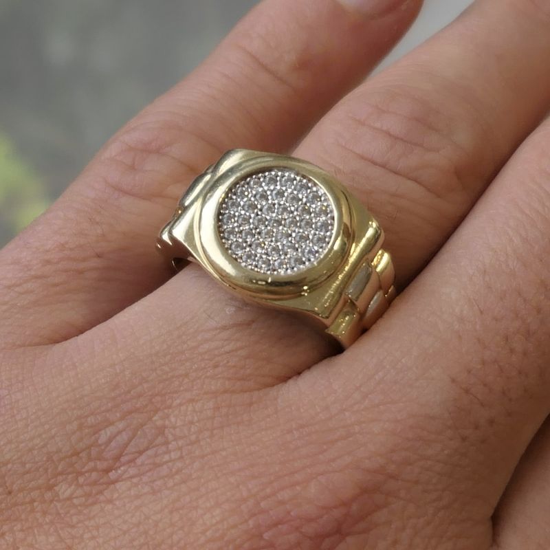 Image 10 of Two-tone gold men's ring with zirconia