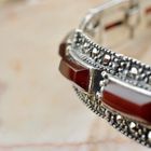 Image 6 of Vintage silver necklace with garnet and marcasite | 46 cm