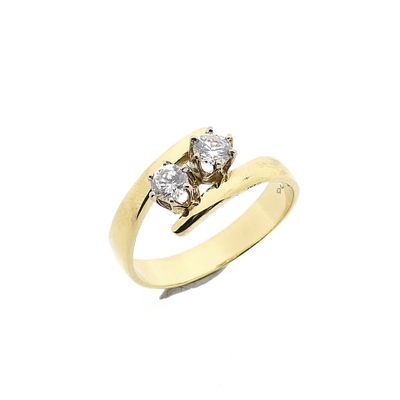 Image 1 of Toi et moi ring with rose cut diamond; 14 karat; size 20