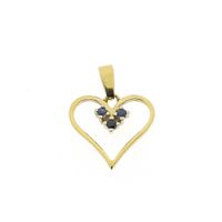 18 carat gold heart pendant with sapphire