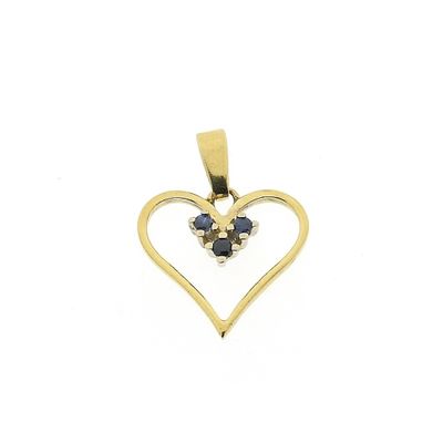 Image 1 of 18 carat gold heart pendant with sapphire