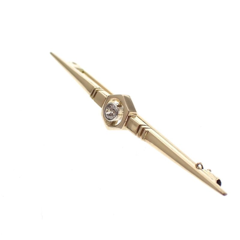 Image 3 of Gold brooch with diamond; 0.10 ct.