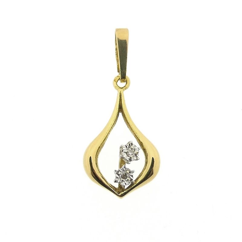 Image 1 of 18K Gold subtle pendant with diamond | 0.02 ct.