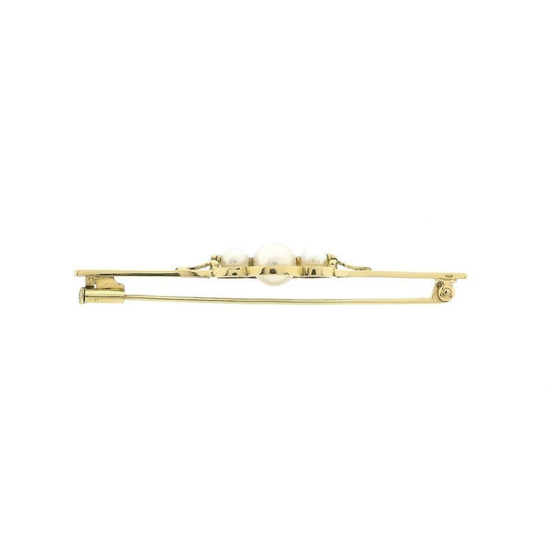 Image 9 of Vintage Gold Brooch with Cultured Pearls