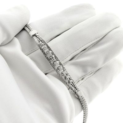 Image 2 of White gold herringbone link bracelet with diamonds