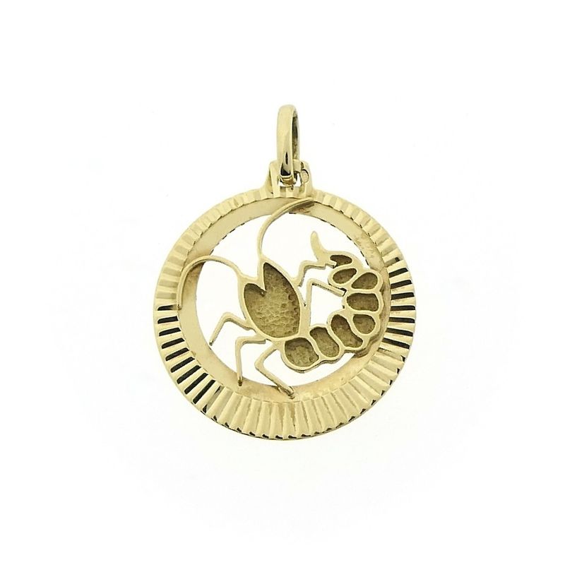 Image 1 of Gold zodiac sign pendant; Cancer